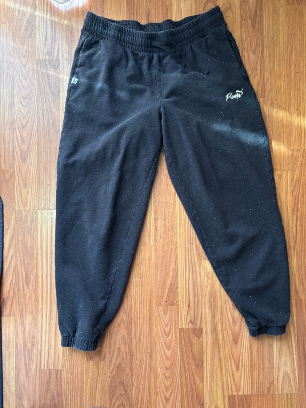 Puma speckled colors, Black Jogger Sweatpants with White Logo